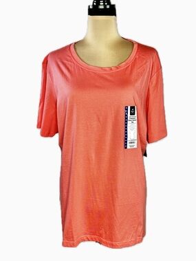 Ladies Essential Crewneck Short Sleeve coral 2X,  NWT